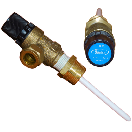 Reliance RWC 10 bar 1/2" Temperature and Pressure Relief Valve Including 3/4" Bush