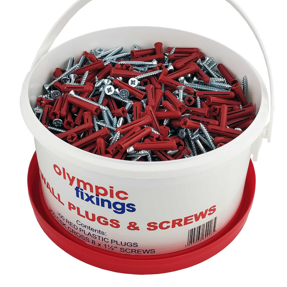Olympic 242-222-015 Red Plug And 8×1½ Screw Tub Of 400